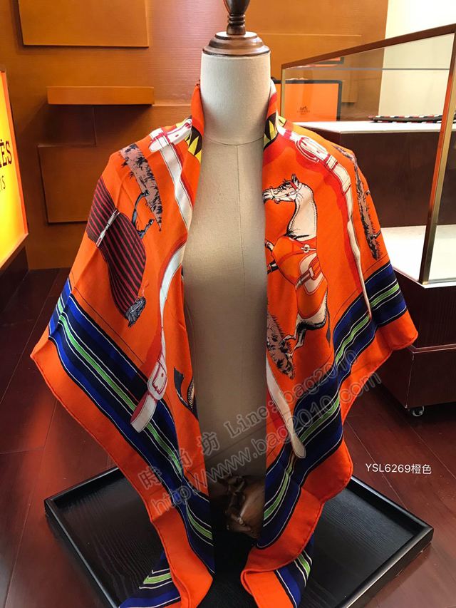 HERMES圍巾 最新款同步專櫃 愛馬仕真絲羊絨大方巾 經典百搭  llwj6555